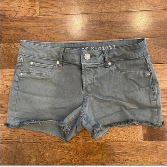 Articles Of Society Pants - ARTICLES OF SOCIETY GRAY GREEN CUT OFF JEAN SHORTS